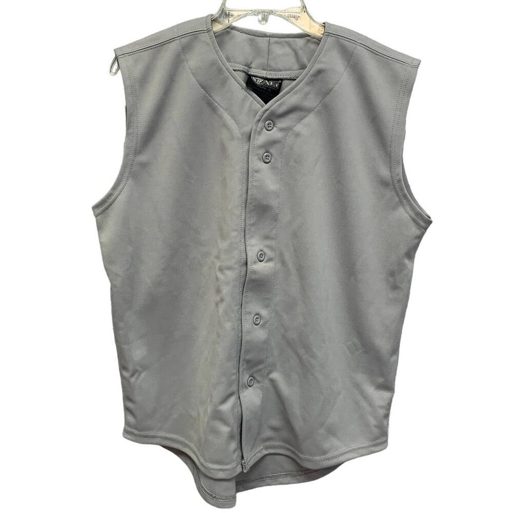 New Tag Team Uniform Youth XL Gray Button Down Baseball Sleeveless Jersey Vest